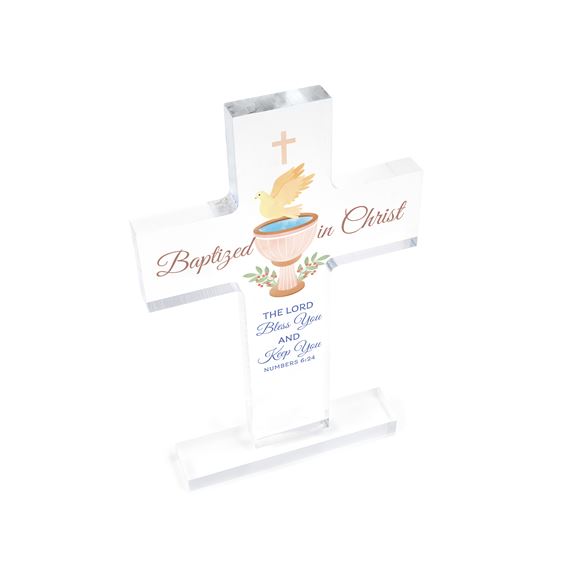 BAPTIZED IN CHRIST ACRYLIC CROSS - NUMBERS 6:24